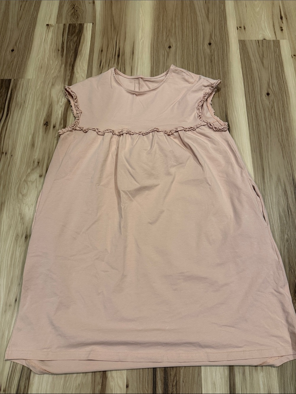 Women's Sleeveless Ruffle Yoke Dress - Light Pink
